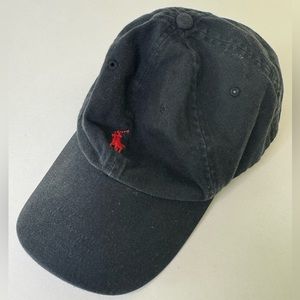 POLO RALPH LAUREN BLACK HAT WITH RED LOGO. DAD HAT/BASEBALL CAP. 100% GENUINE